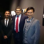 Angelo Farina con i direttori generali di Samsung e Philips